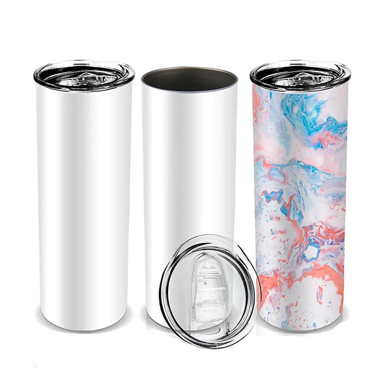 

20oz 30oz straight 20 30 oz ounce stright skinny white blank dye vacuum stainless steel tumbler for colored sublimation lid, Customized color