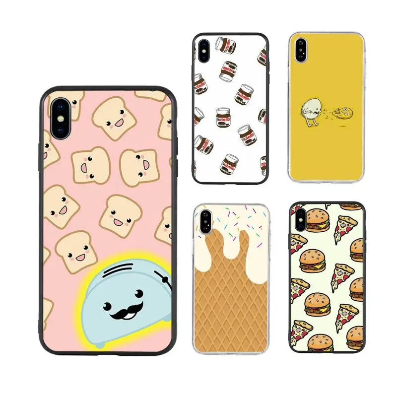 

Funny Cute Cookies Milk Burger Fries Print hot sell cute Phone Case for iPhone X XR Xs Max 11 11Pro 11ProMax 12 12pro fundas, Black/transparent