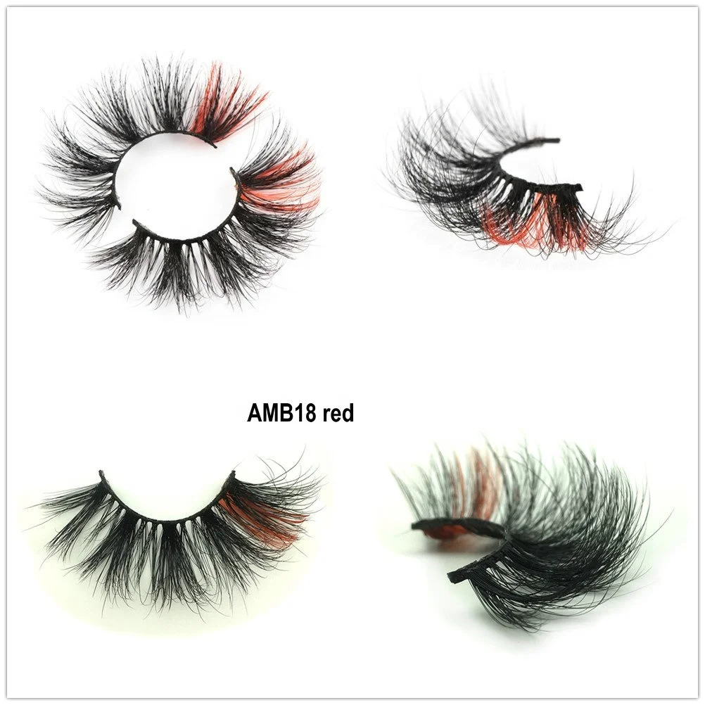 

100% cruelty free color mink eyelashes vendor colorful ends eyelashes 25mm mink eyelash with color