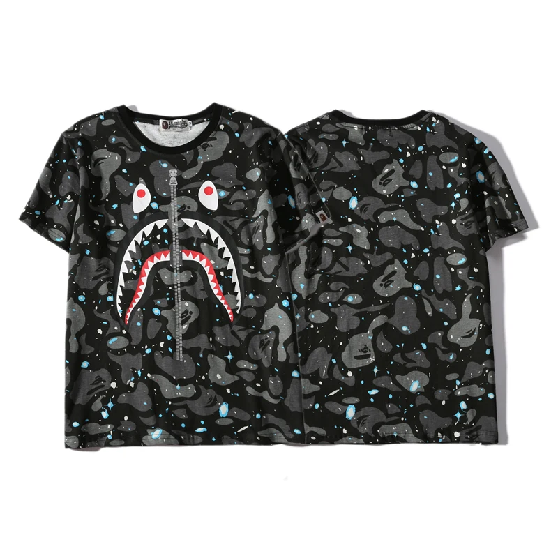 

Drop Shipping Street Wear Shark Bape Short Sleeve Shirt Bape T-Shirt Men Hip Hop Tee Clothing