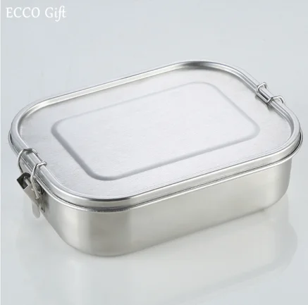 

2021 trend Metal 304 Stainless Steel leak proof kids school Bento lunch Box Food Storage Container with spork, Customized color acceptable