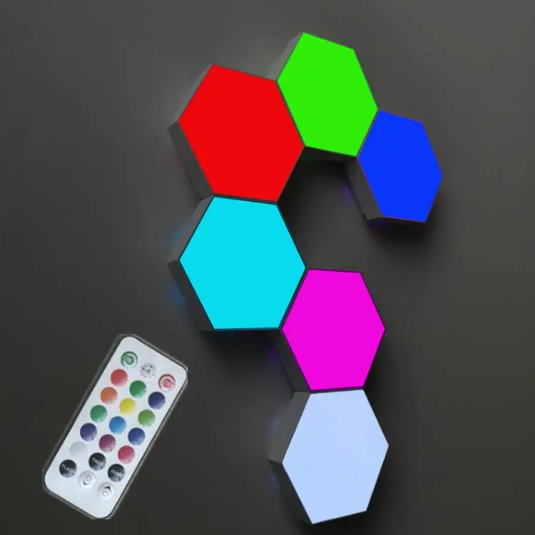2020 New Design Diy Smart Quantum Hexagon Sensitive Rgb Decorative Led Night Lights Wall Lamp Modular Hexagonal Touch Light