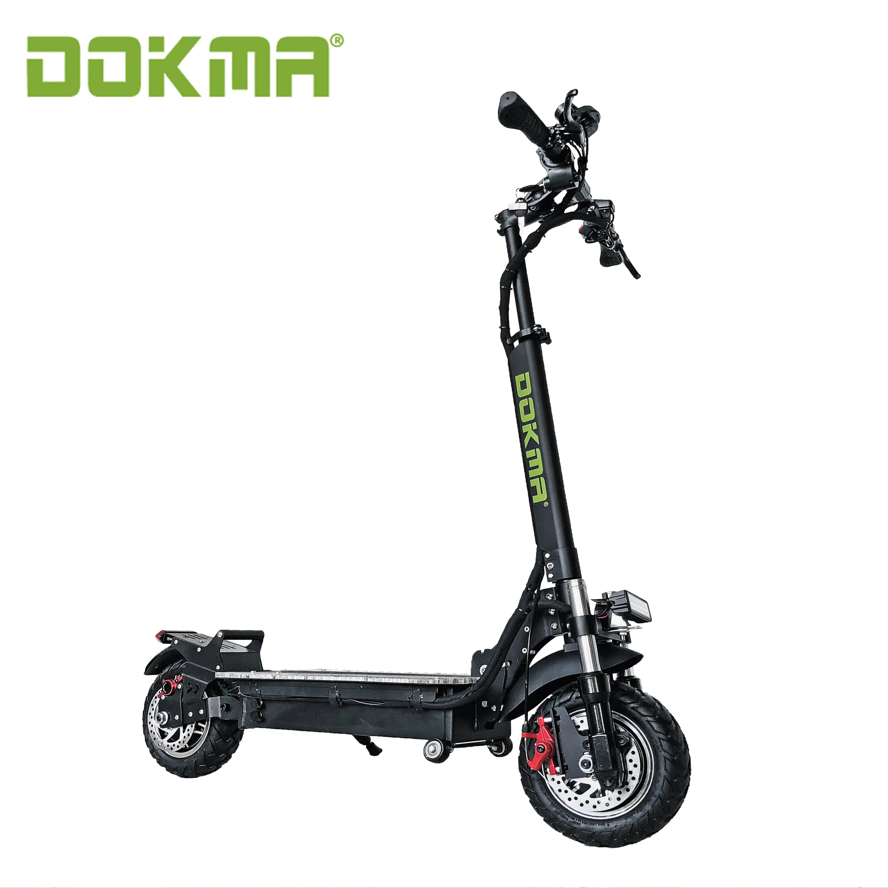 

Dokma dual motor hydraulic suspension electric scooter acrylic deck powerful scooter for adult, Black
