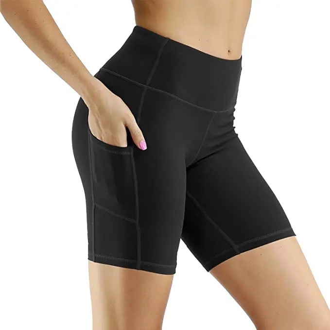 

Womens Patchwork High Waisted Workout Butt Lift Yoga Shorts With Pocket