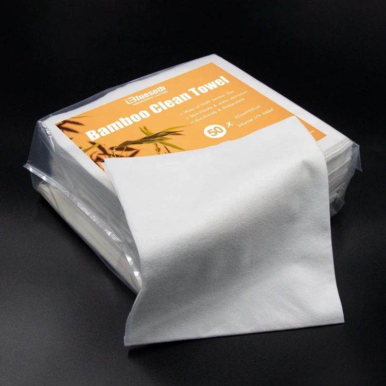 

BCS luxury white bamboo fiber disposable skin-friendly face towel