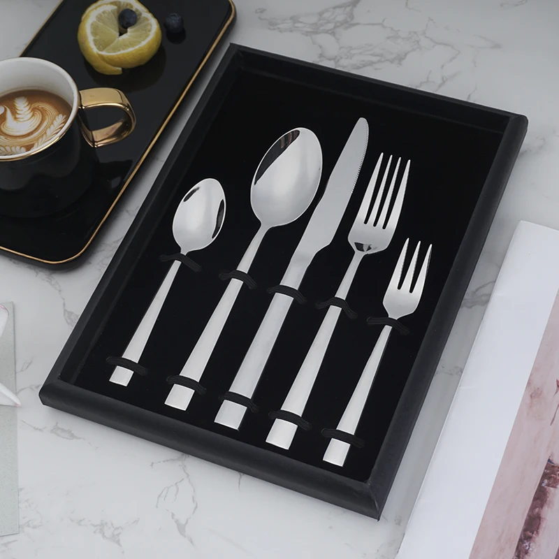 

hot sale mirror finishing 24 pieces stainless steel tableware set knife fork spoon cutlery set