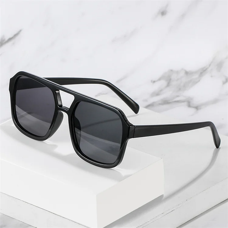 

Trendy new fashion women double retro custom sun glasses personality oversize colorful square sunglasses