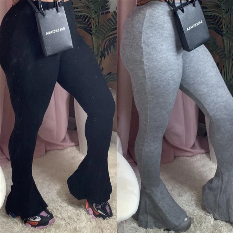 

D94936 Fashion 2020 fall new solid color female ladies bell bottom trousers women flare pants