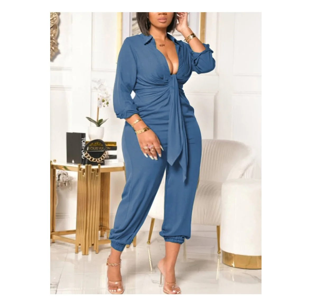 

2021 New Arrivals Fashion Ruffled Custom Long Sleeve Bodycon Jumpsuit Plus Size 4xl Jumpsuits One Piece Fall Jumpsuit For Women