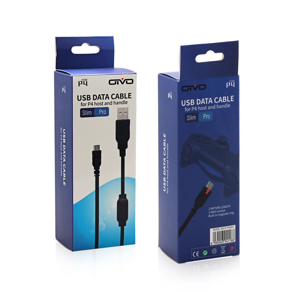 

2 In 1 Micro Game Controller Charger Charging USB Data Cable For PS4 Slim Charging Cable, Black
