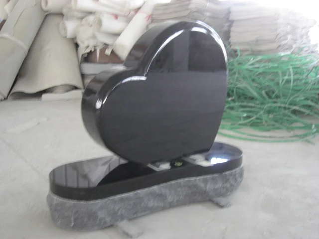 
black granite headstone tombstone, polished heart shaped design,baby tombstone 