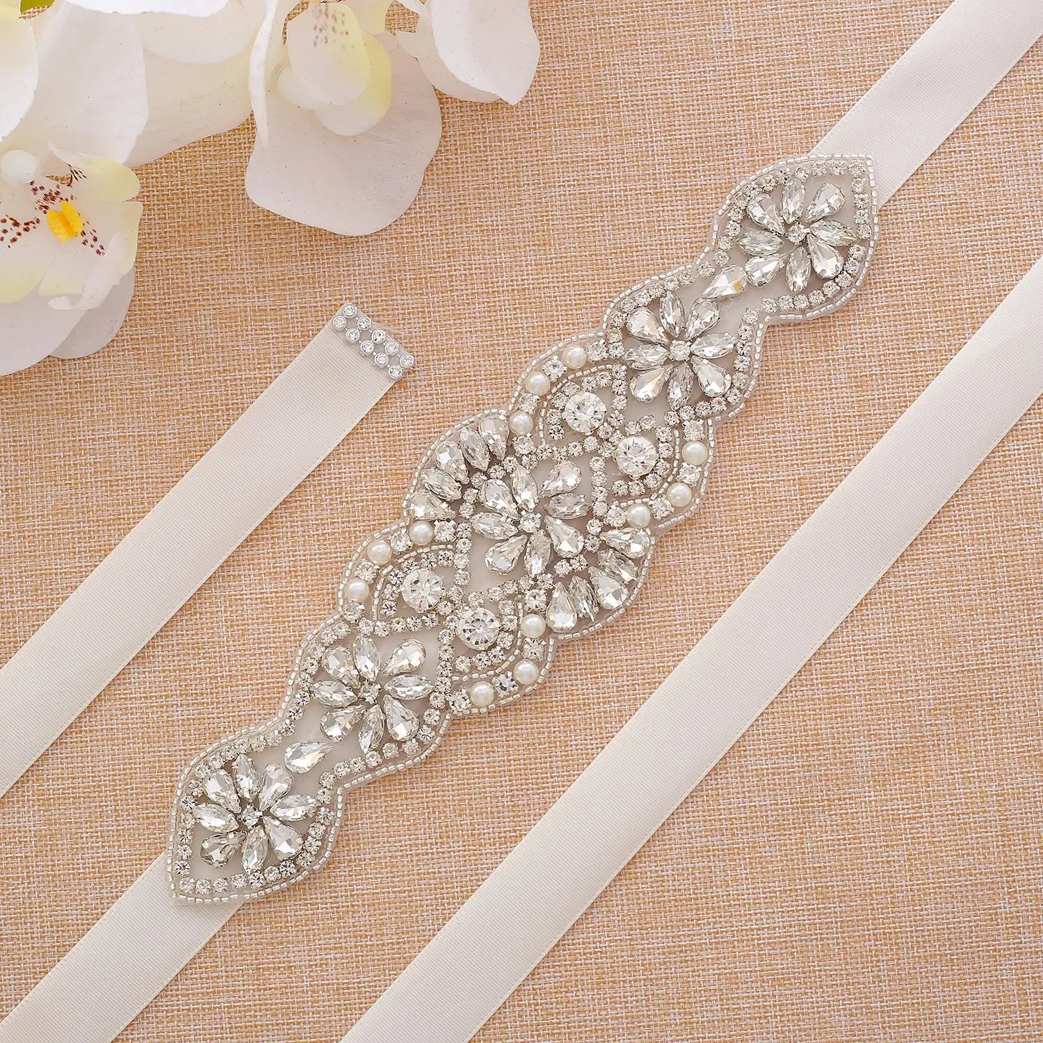 

Exquisite hot sale custom women decoration wedding bridal rhinestone trim belt Bridal Sash for Formal Dresses