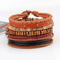 

Multi-layers Leather Bracelet Hemp Rope Woven Bracelet Dogan Coconut Wood Bead Bracelet Personality Accessories