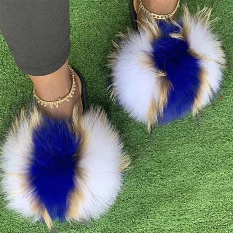 

Real Fur Slippers indoor bedroom house fur slippers mink fur slippers for women ladies, Customized color