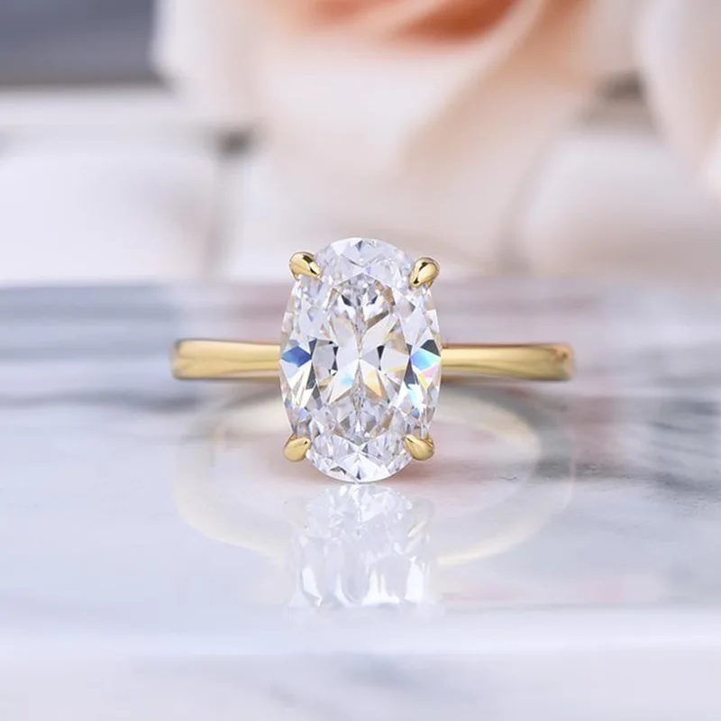 

2021 hot sale custom diamond ring 925 sterling silver rose quartz ring Oval goose egg ring gemstone
