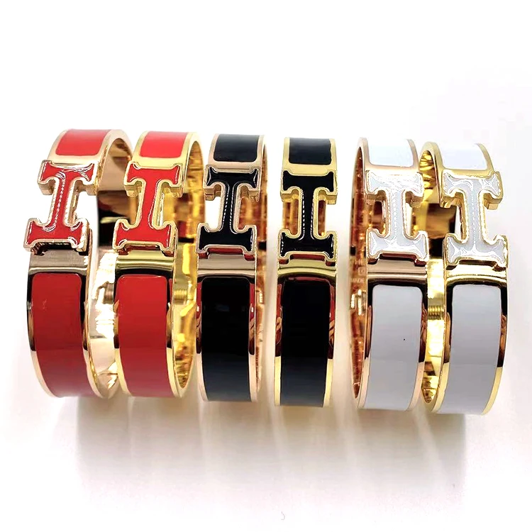 

2021 Wholesale Popular Jewelry Fashion Design Gold Plated H Letter Enamel Colorful Bracelet Bangle, Silver,gold,rose gold