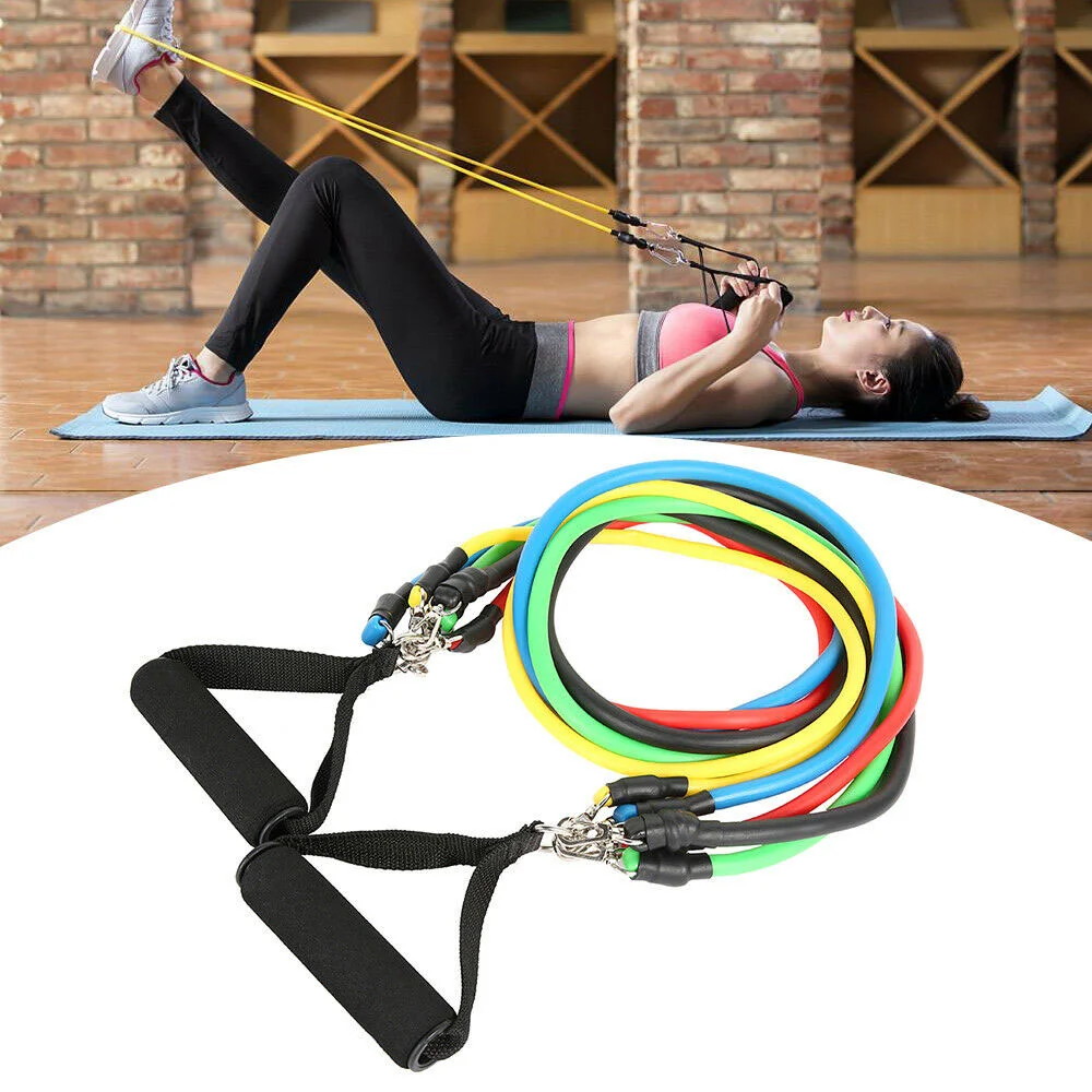 Custom Fitness Exercises Training Yoga Band Gym Tension Rope Fitness Equipments 11 pcs Resistance Bands