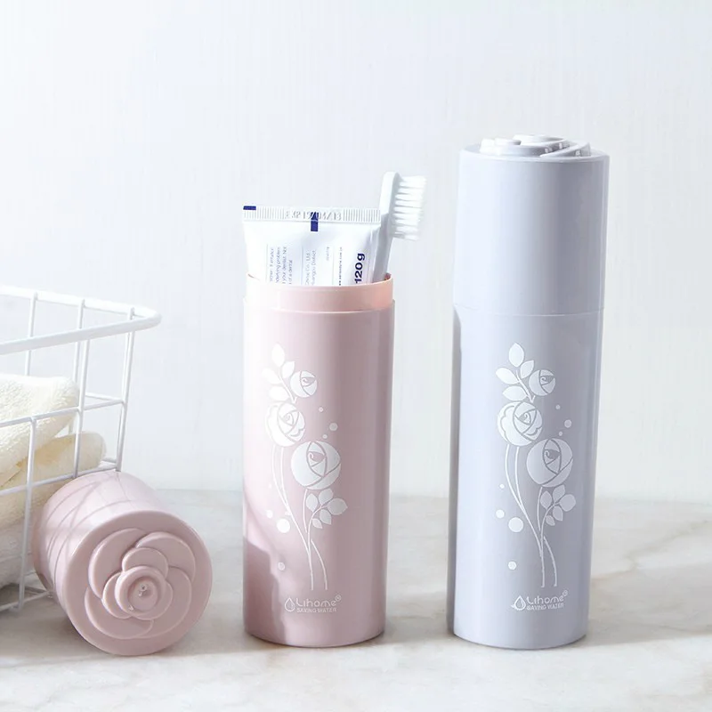 

Portable Travel Wash Cup Toothbrush Case Bathroom Home Washing Set Creative Simple Mouthwash Cup Toothbrush Cup, Gray, pink