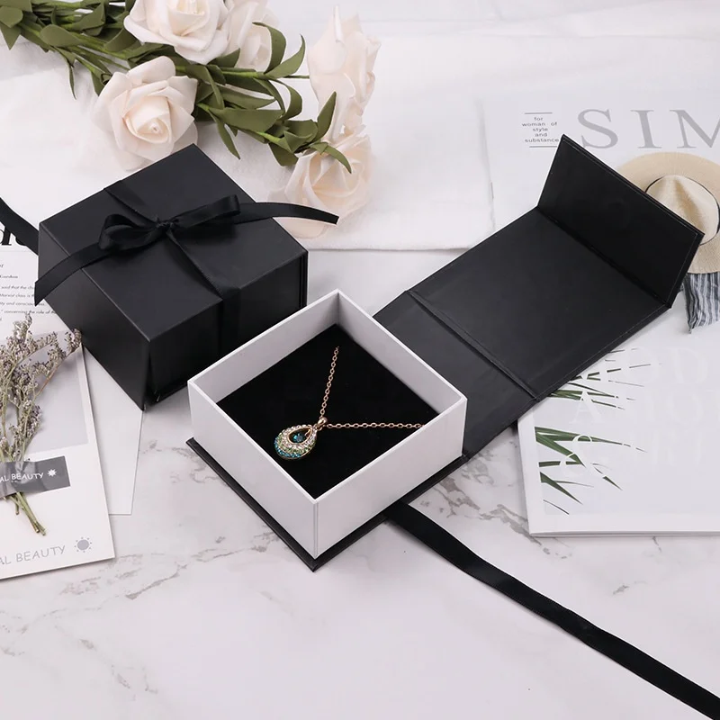 

Custom logo gift black jewelry packaging necklace bangle bracelet box, Custom color accepted