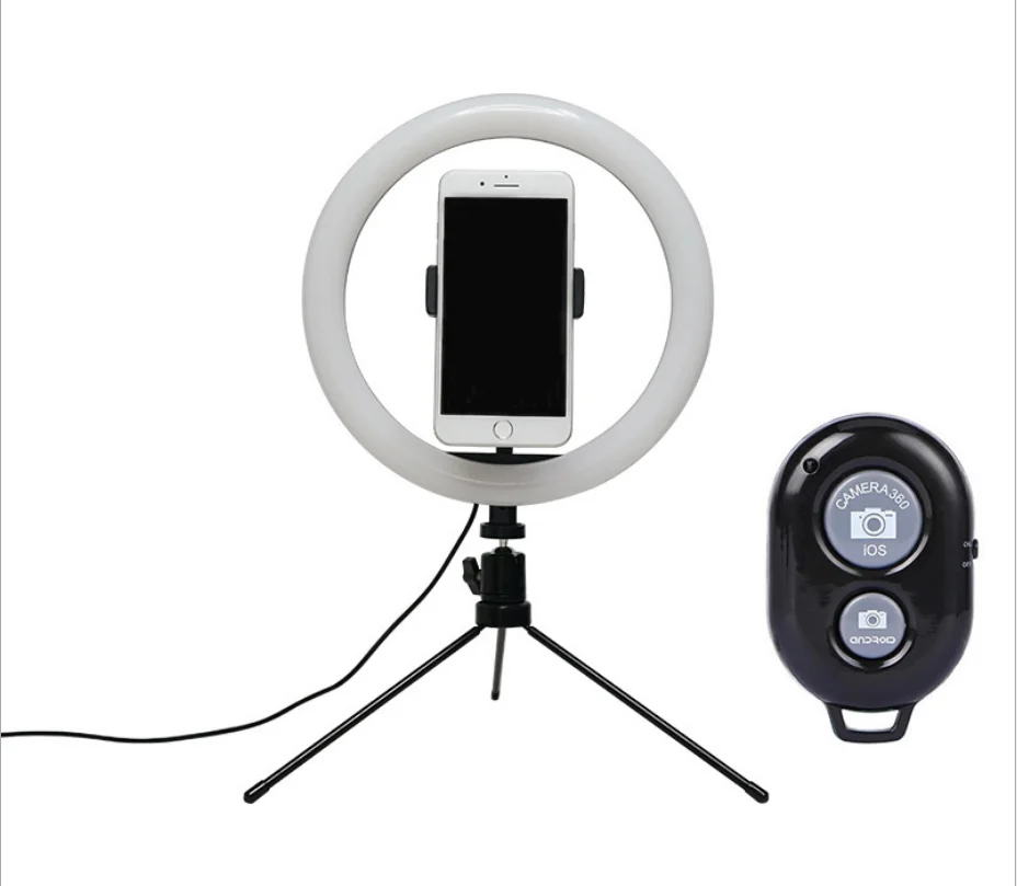 

Amazon Hot Selling 10 Inch Desk Beauty Selfie Ring Light Tiktok 10" LED Ring Light With Tripod Stand Cell Phone Holder