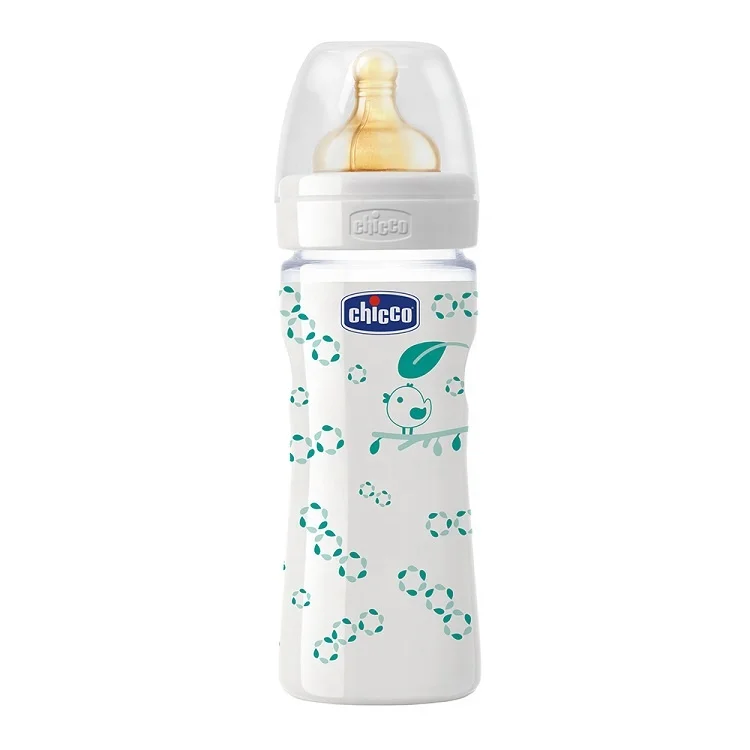 

Italian baby glass bottle with wide diameter, anti-crash and anti-bloating