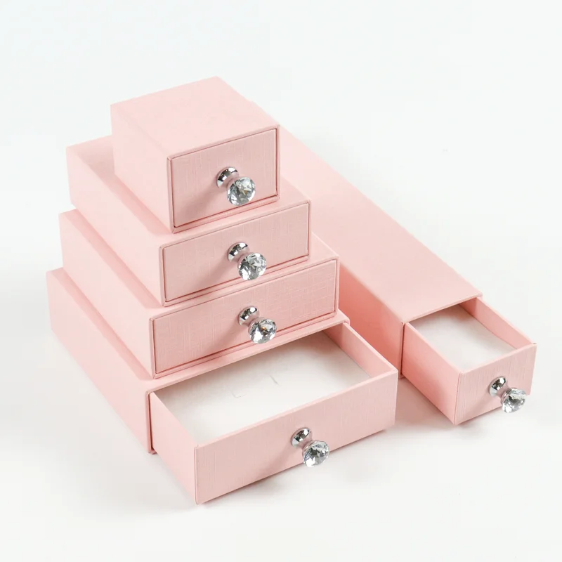 

Crown win keepsake pink packaging drawer box cartons de livraison small shipping dragees wedding flower jewelry ring paper boxes