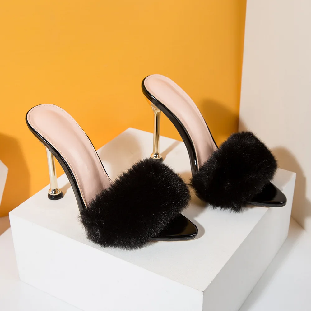 

Fashion Luxury Fur Lady High Heel Sandal Shoes For Women