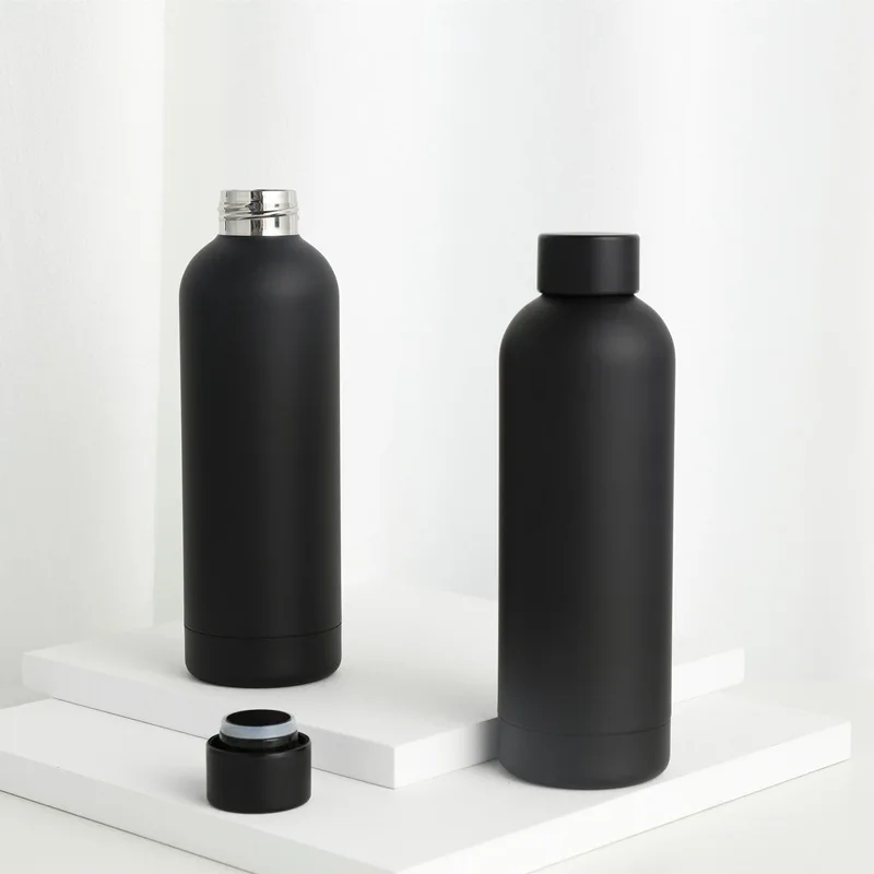 Custom Logo Luxury Matte Black 350ml to 1000ml Double-Walled Vacuum Sports Water Bottle Stainless Steel Tumbler for Gym Use C2