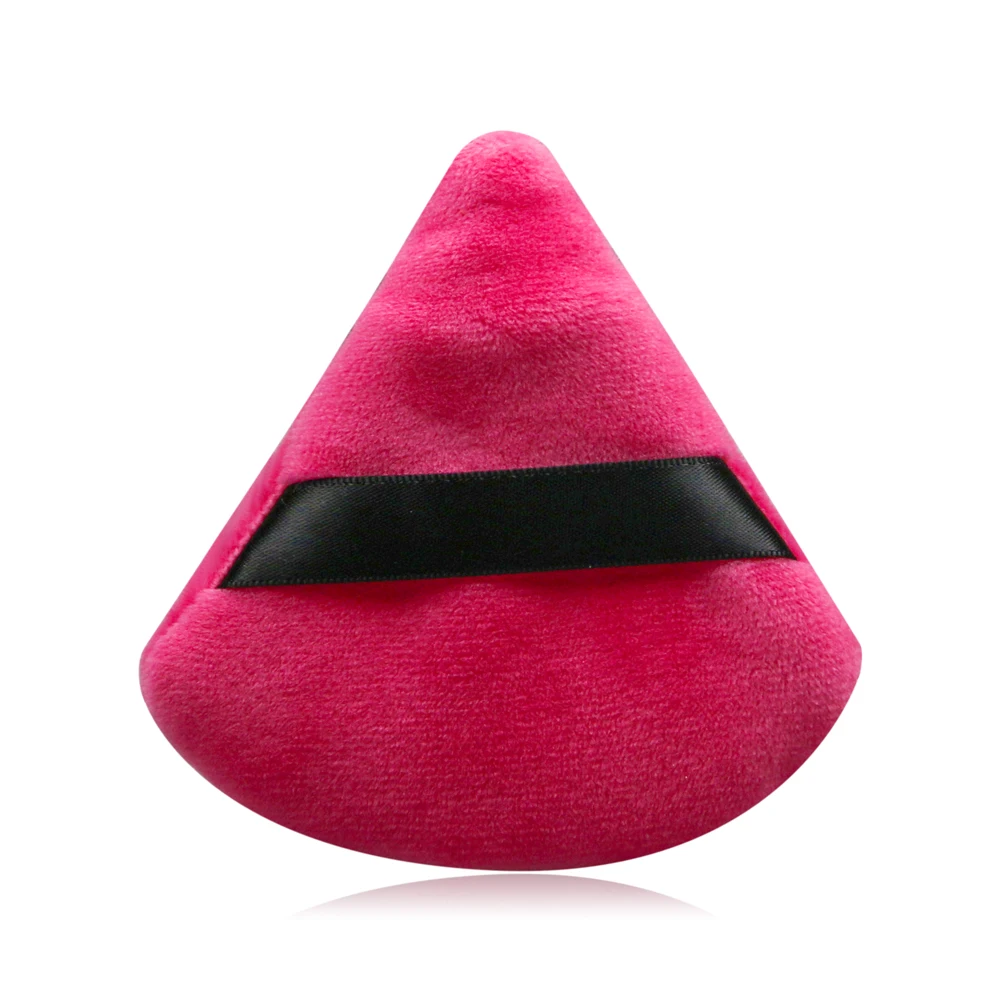 

best DesignTriangle shape Red Pure Cosmetic foundation sponge powder puff with ribbon for loose powder puff