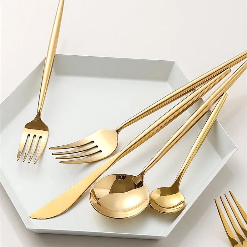 

18/10 Stainless Steel Dinnerware Set Black Gold Cutlery Spoon Fork Knife Western Cutleri Silverware tableware Set, Purple/blakc/pink/green/blue/white