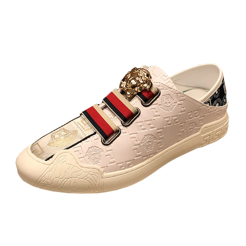 

2021 New leather shoes high quality luxury shoes men printing casual shoes men
