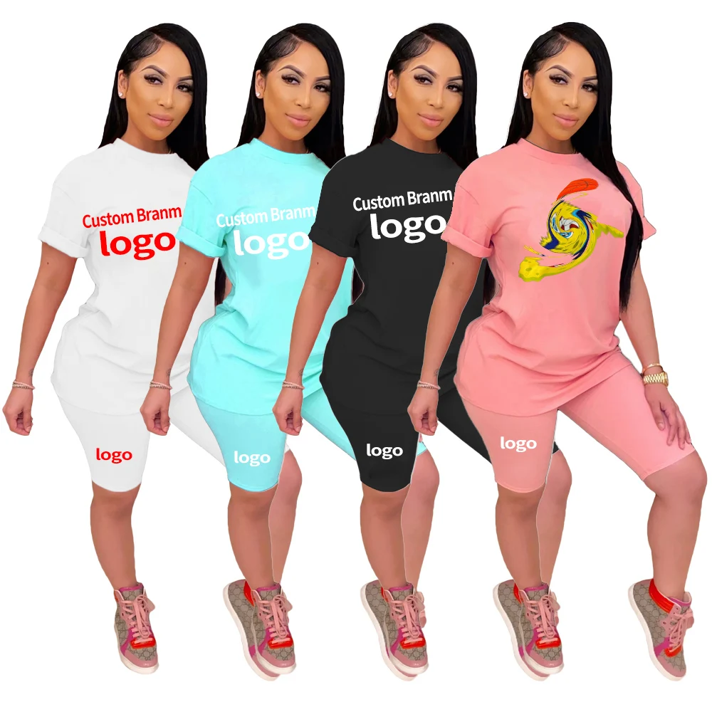 

Designer clothes famous brands women two piece short sleeves shorts sets women solid color NK jogger tracksuit 2 pc sets women