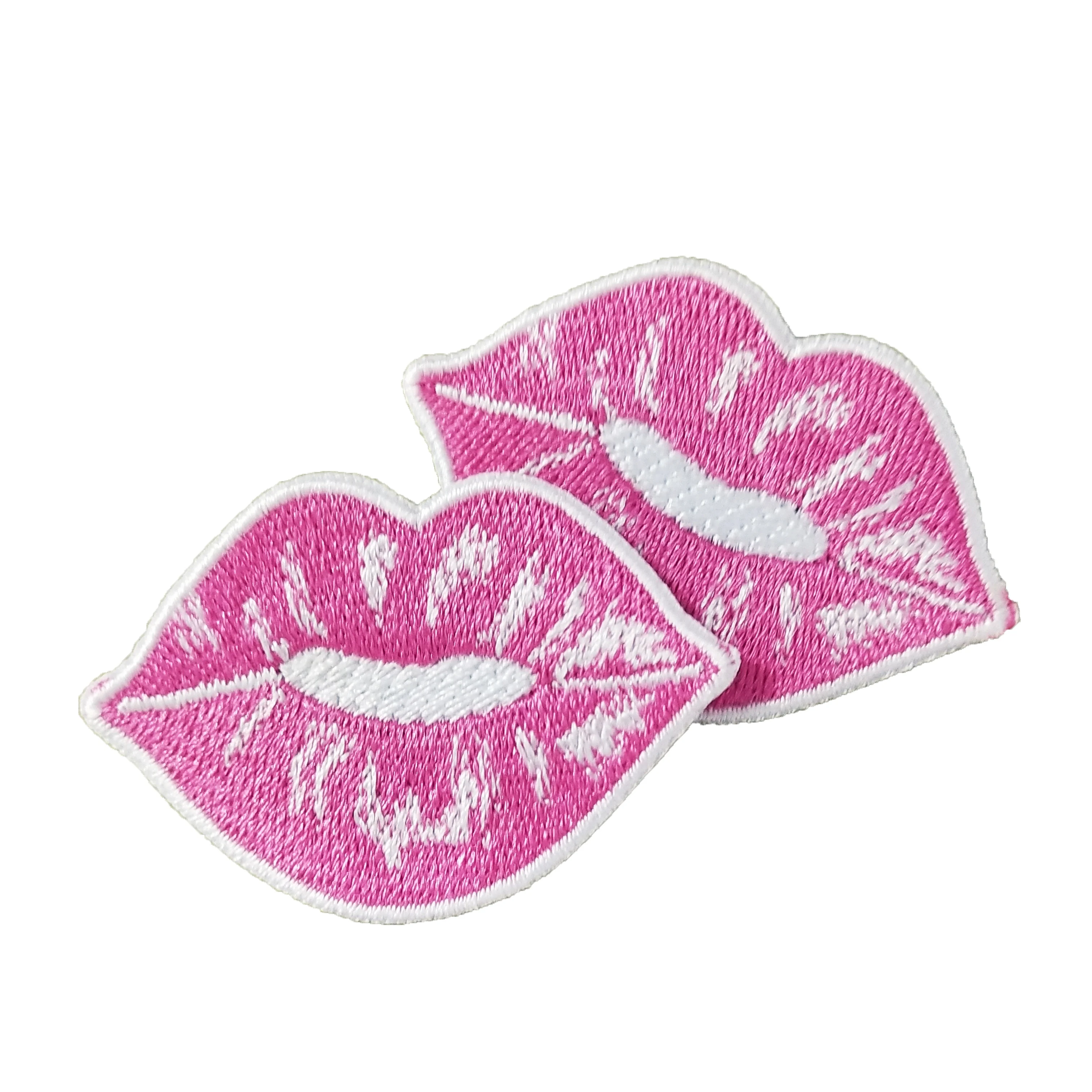 

Fashion woman ladies bag applique embroidery lips patch with heat seal