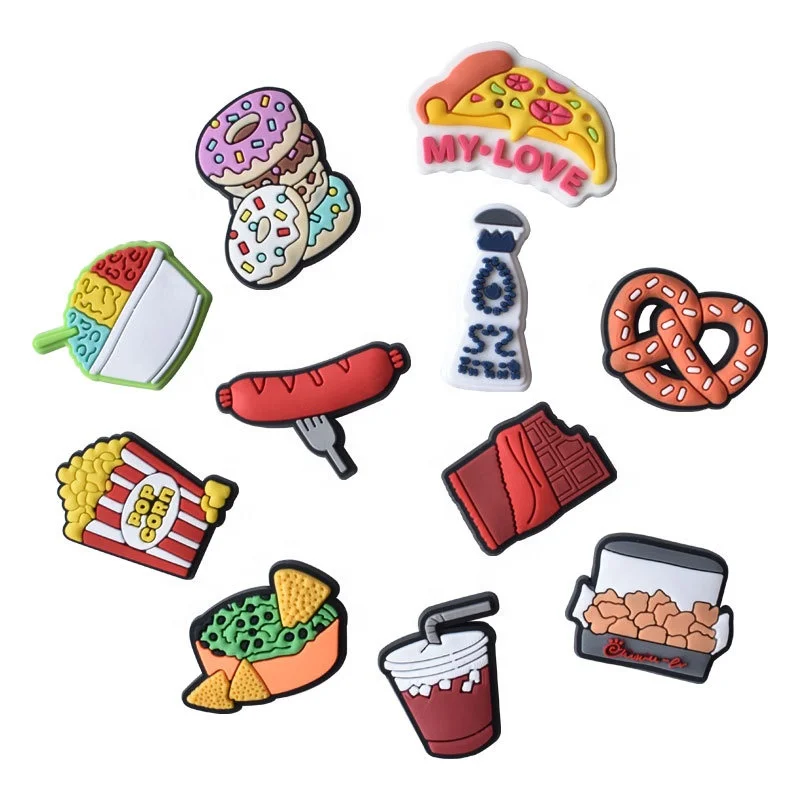 

instock High quality donuts PVC Shoe Charms Croc instock popcorn Shoes Decorations Wristband Accessories design charms