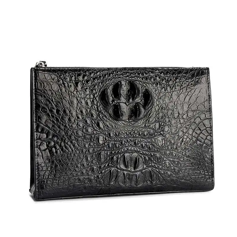 

Exotic High Quality Men Genuine Crocodile Skin Clutch Bag Stylish Office Bags for Men, Black