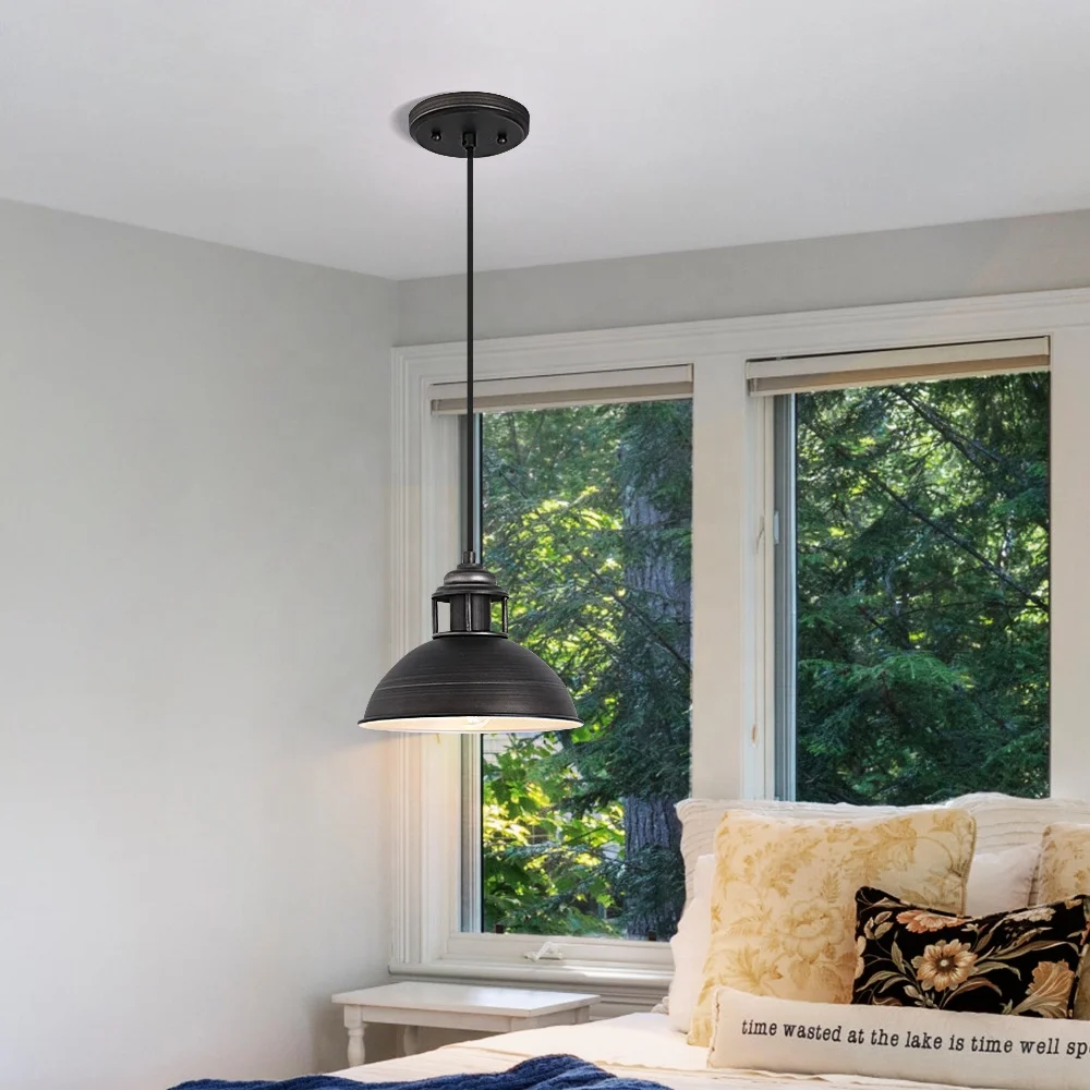 

Free Shipping Iron Hanging Black Cone Ceiling Pendant Light Modern Bedside Home
