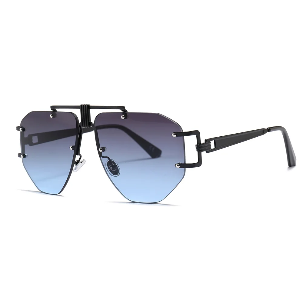 

DCOPTICAL 2021 Fashionable Trends Street Edge Tool Flat Top Pilot Rimless Metal Nail Oversize Hollow Women Sunglasses