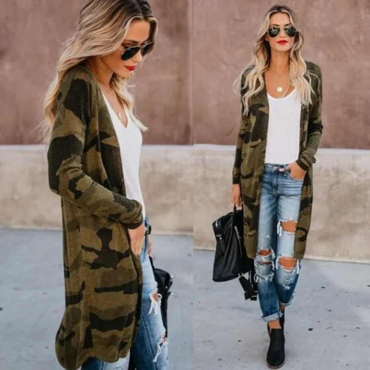 

2020 Aliexpress Hot Sale Fashion Cardigan Camouflage Leopard Snake Cardigan for Women Long Windbreaker Jacket Women's Cardigan