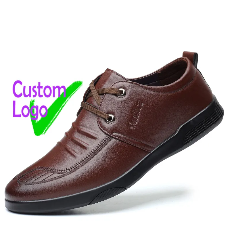 

Low cut Simple Men Shoes Casual Leather Faux platform Men Leather Shoes Daddy Laces Business Casual Leather Shoes Designable