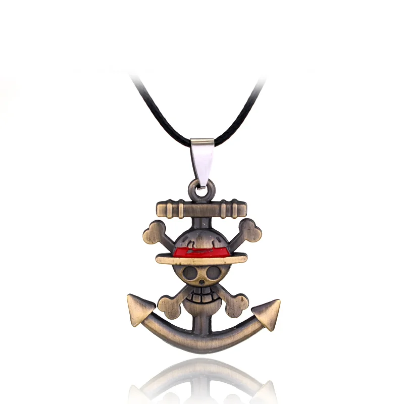 

Hot Anime One Piece Pirate Luffy Anchor Skull Logo Metal Pendant Necklace Anime Lovers Collecting Gift Souvenir Cosplay Jewelry