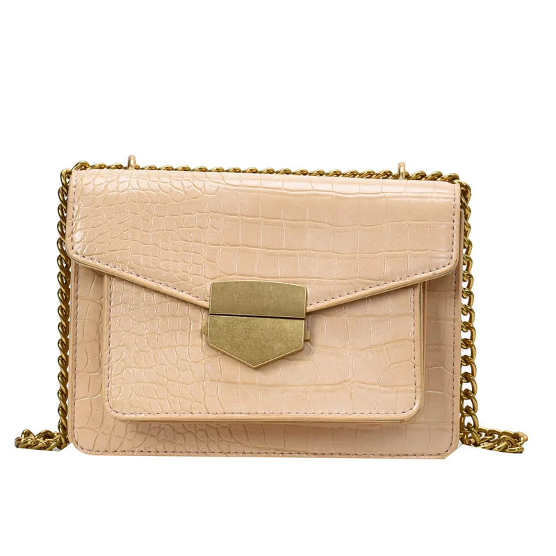 

Fashion Crocodile Skin Chain Strap Lock Women Fashion Chunky Chain Shoulder Bags Ladies Sling Bag Shoulder, Customized color