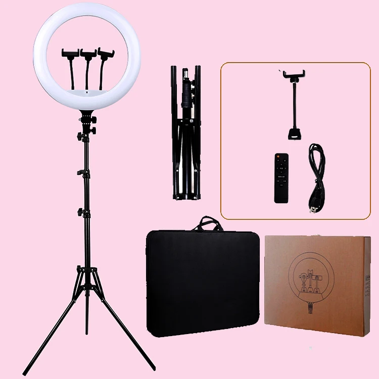 

18 Inch Ring Light with Tripod Stand YouTube LED TikTok Ringlight Kit Makeup Ringlights with Phone holder