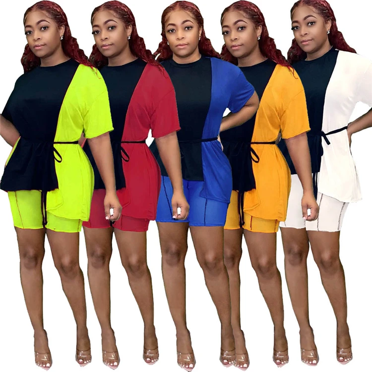 

2021 Lady Workout 2 PCS Short Sets Loose Street Wear Plus Size Summer Women Clothing Two Piece Set, Picture