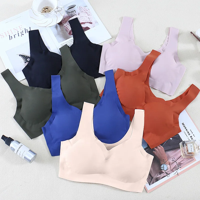 

custom logo High Quality Sports Padded Bras Women Seamless Comfortable Running Gym Yoga Bra, Blue black green orange pink skin