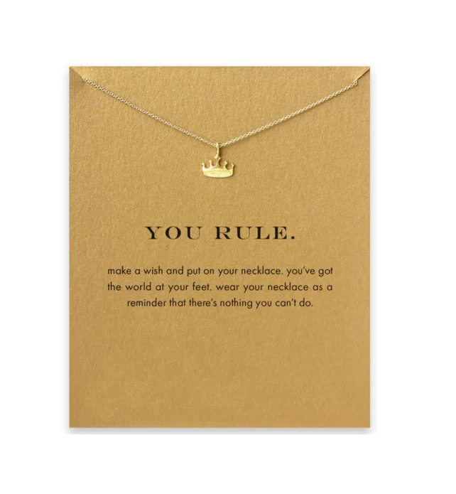 

Korean Fashion Jewelry Golden You Rule Crown Pendant Necklace Diamond initial Necklace Letter Necklace