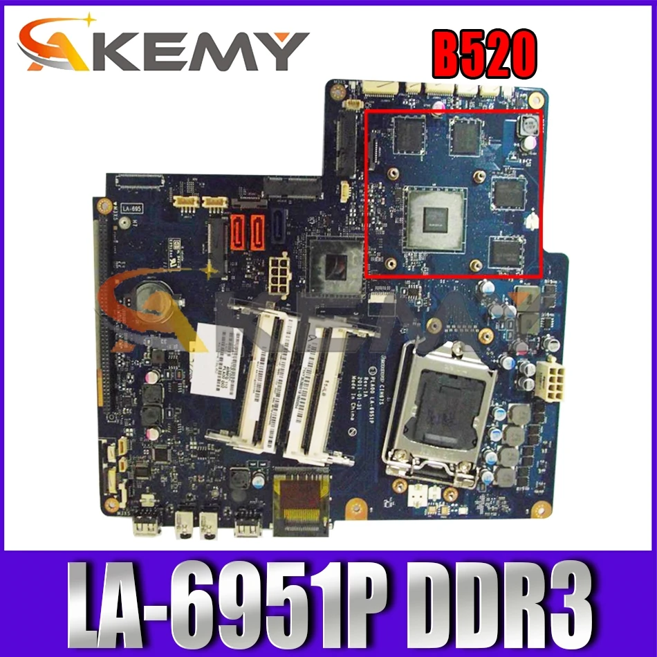 

Akemy High quality Motherboard For B520 CIH67S LA-6951P DDR3 H61 GT555M NO TV