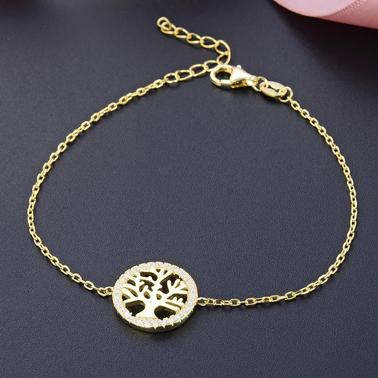 

Gold Plate Sterling 925 Silver Bracelets Custom Cz Tree Of Life Bracelet