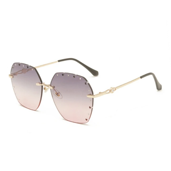 

2021 Trendy Oversized rimless sunglasses metal New Modern Shades for women eyeglasses wholesale 5702