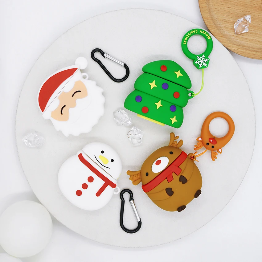 

for Airpods 1&2 Case lovely 3d Cartoon Christmas Earphone Case Soft Silicone Cover For Airpods Case, As pictures
