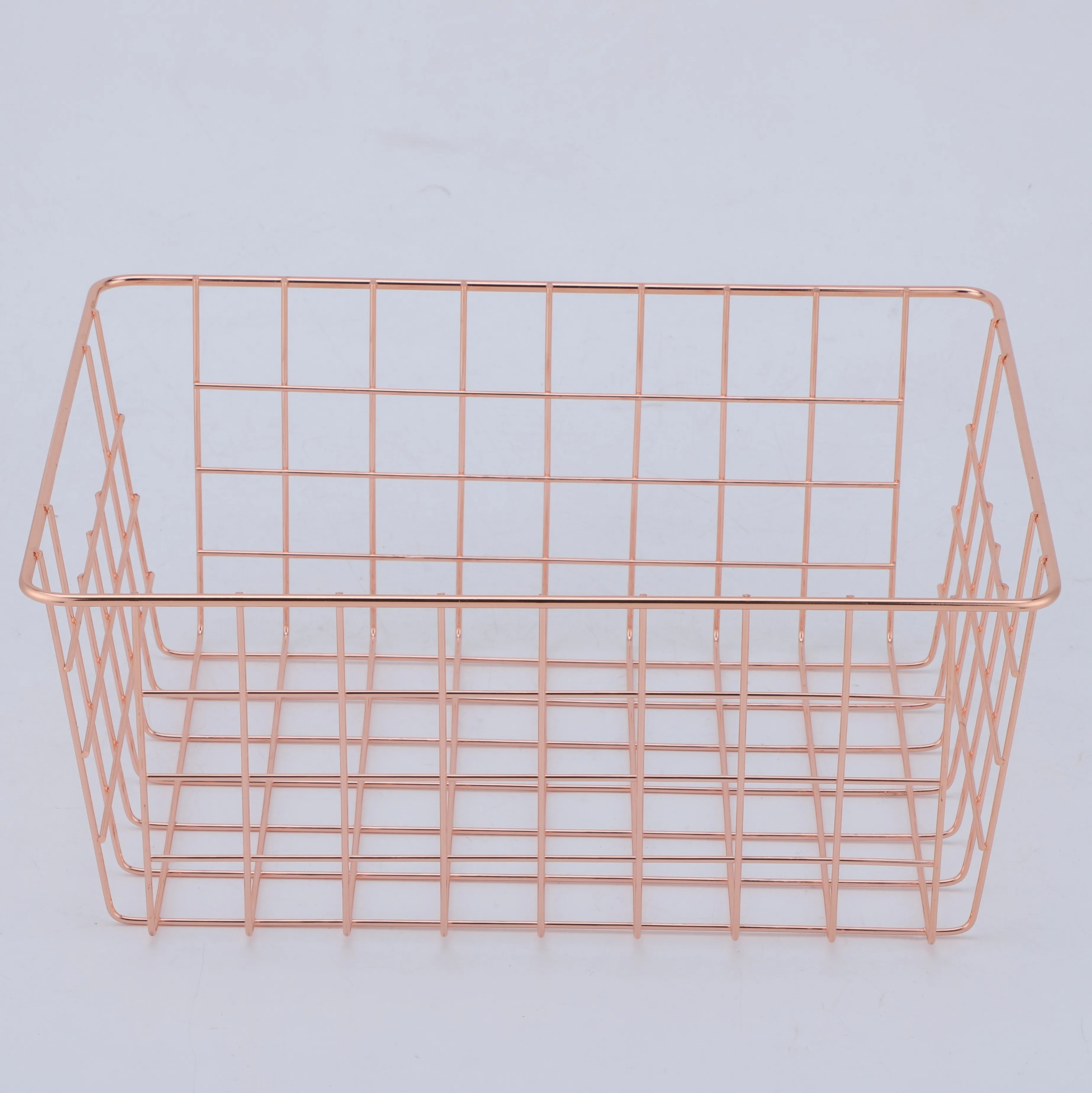 

Metal Iron Rose Gold Home Dacor Storage Basket For Kitchen Bedroom Bathroom Organizing